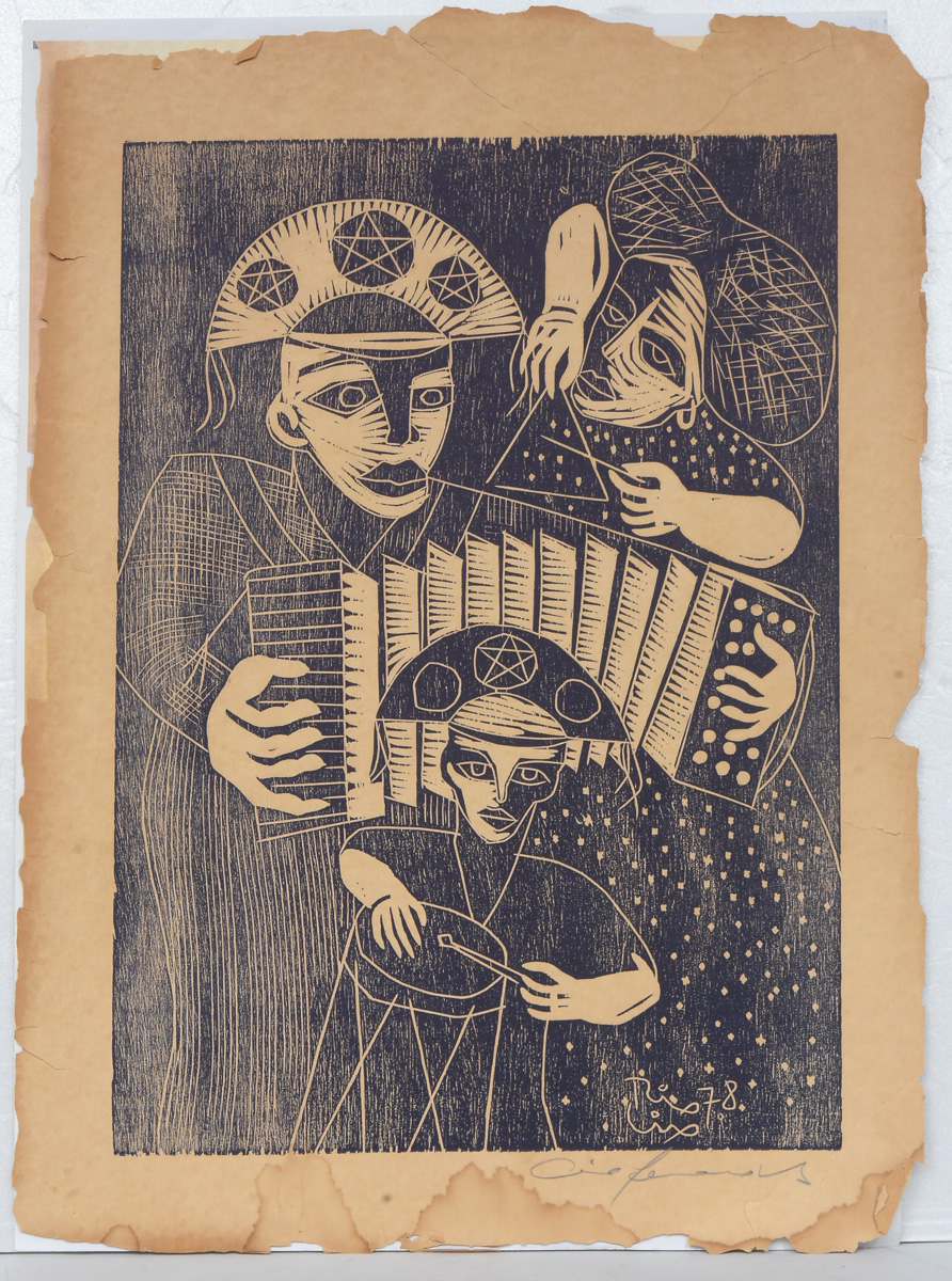 CIRO FERNANDES - "Grupo de forró". Xilogravura