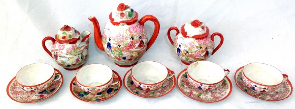 Conjunto de xícaras e bule de porcelana para chá ou café 13 peças