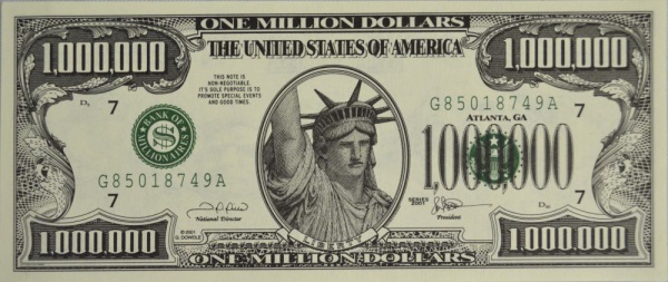 Cédula de 1 milhão de dólares.