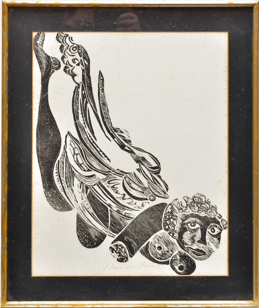 HANSEN BAHIA - "Figura feminina". Xilogravura e