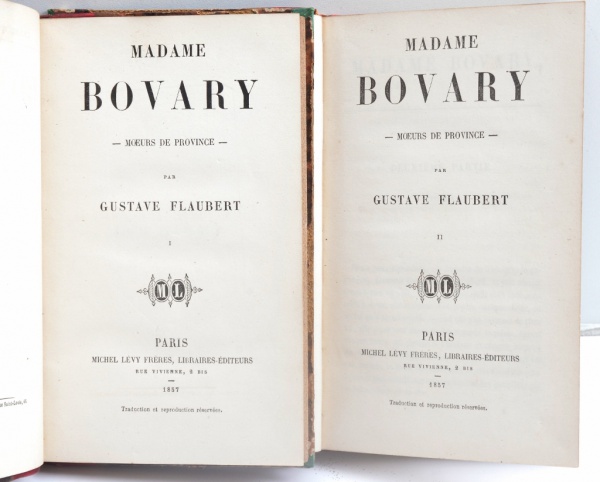 Livro em 2 Tomos: <b>Madame Bovary - 1ª Edição. Moeurs de Province par Gustave Flaubert.</b> Paris,