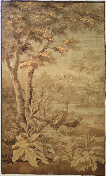 Rara tapeçaria francesa Aubusson Tapeçaria Aubusson Verdure, séc. XVIII, representando Paisagem de f