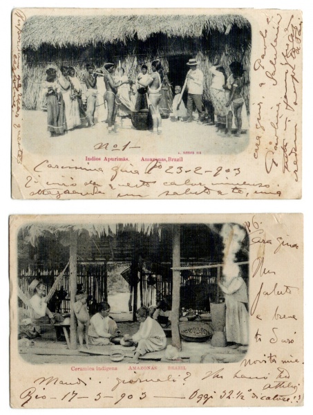 POSTAIS (2). ÍNDIOS BRASILEIROS. Edição de A.R ibeiro (1). Circulados em 1903.