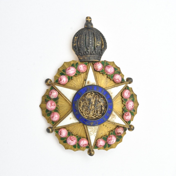 IMPERIAL ORDEM DA ROSA. Comenda. Placa em prata esmaltada, encimada por Coroa também em prata - Poss