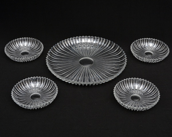 Arte . Prato e seis pratinhos cristal branco e âmbar transpare foto 5
