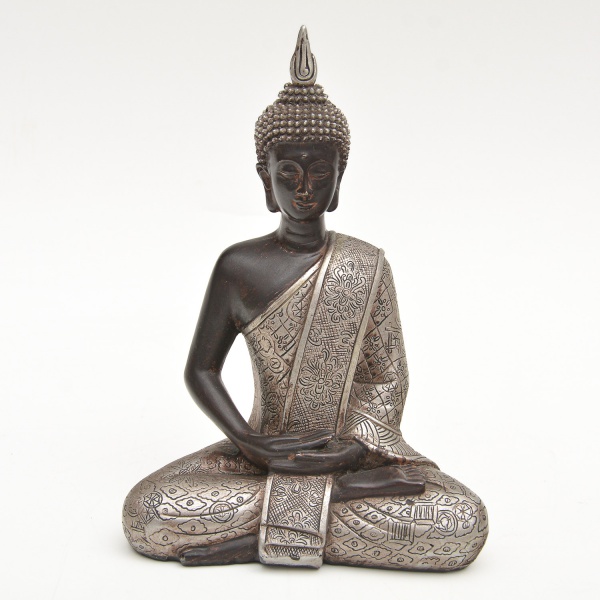 Arte . Escultura de faiança na cor creme representando Buda. D foto 4