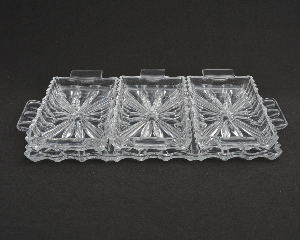 Arte . Prato e quatro pratinhos de cristal branco transparente foto 8