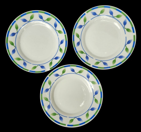Arte . - 3263 - 5 PRATOS FUNDOS DECORADOS COM FIO PRATA NA BOR foto 3