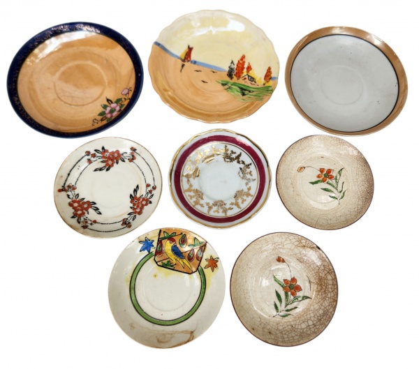 Arte . - 3263 - 5 PRATOS FUNDOS DECORADOS COM FIO PRATA NA BOR foto 8