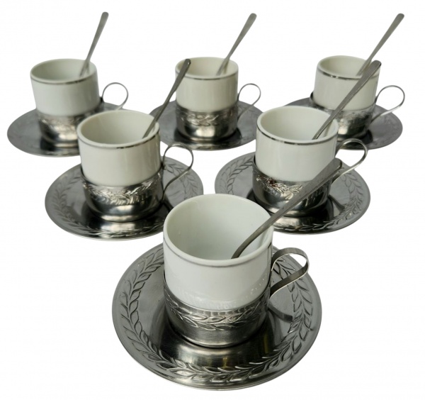 Arte . - CCXCVIII - CONJUNTO 7 PEÇAS: 2 XÍCARAS DE CAFÉ + 5 PI foto 1
