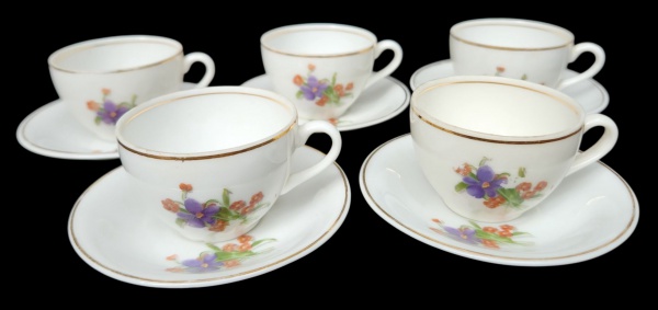 Arte . - CCXC - CONJUNTO 14 PEÇAS: 6 XÍCARAS DE CAFÉ (6x10x8cm foto 2