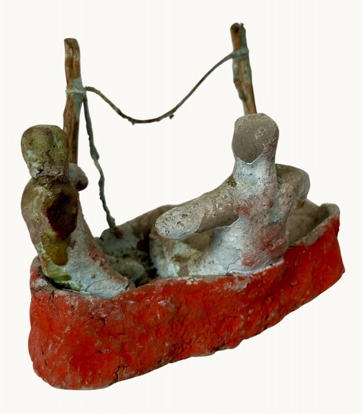Arte . - 4772 - ESCULTURA CONFECCIONADA EM TERRACOTA COM REPRE foto 3