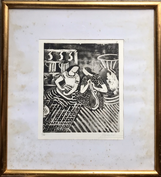 Arte . MISABEL PEDROZA - XILOGRAVURA - LAVADEIRAS | ASSINADO C foto 7