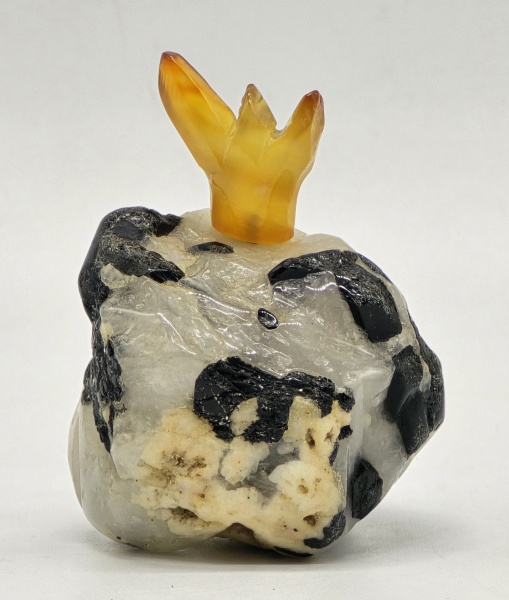 Arte . Snuff bottle em pequena drusa de Ametista, tampa em ped foto 1
