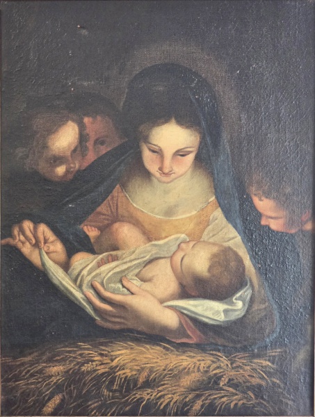 Arte . Antiga pintura de óleo sobre tela representando a Nativ foto 8