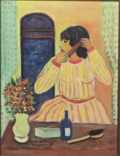 Arte . Antiga pintura de óleo sobre tela representando a Nativ foto 2