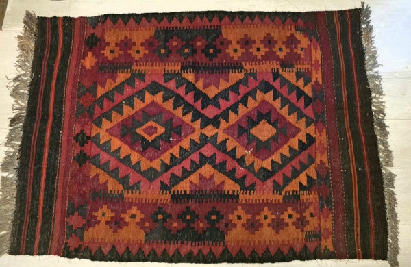 Arte . Kilim tapete de lã sobre lã desenhos geométricos (140cm foto 2