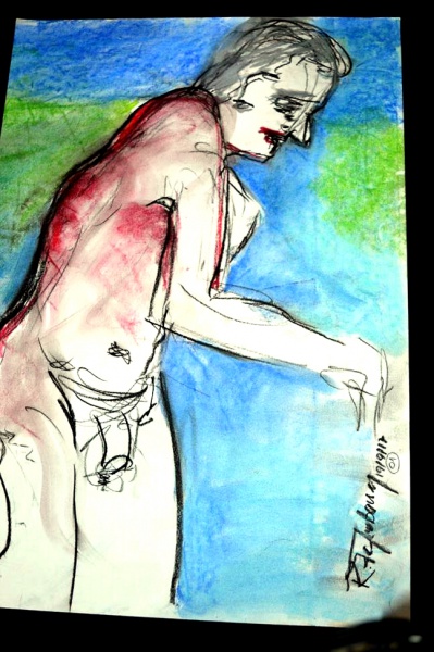 Arte . Desenho de Dennis K. Figura feminina e flores no surrea foto 6