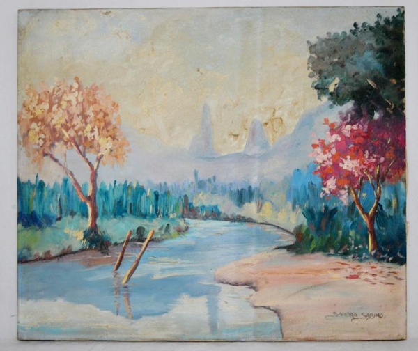 Arte . L.LORRENFELT - Paisagem com igreja e casarões escola eu foto 8