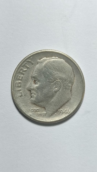 Arte . Prata moeda one dime, americana dom esfinge de roosevel foto 1