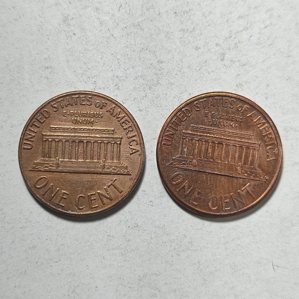 Arte . Duas moedas de um penny americano (centavo de dólar), d foto 1