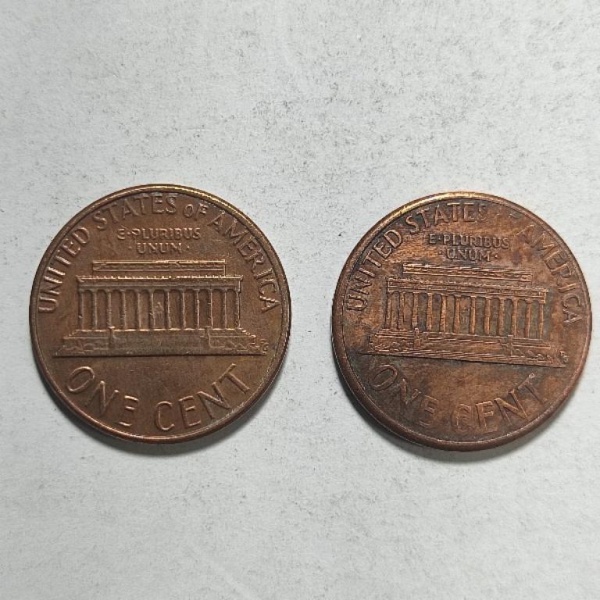 Arte . Duas moedas de um penny americano (centavo de dólar), d foto 3