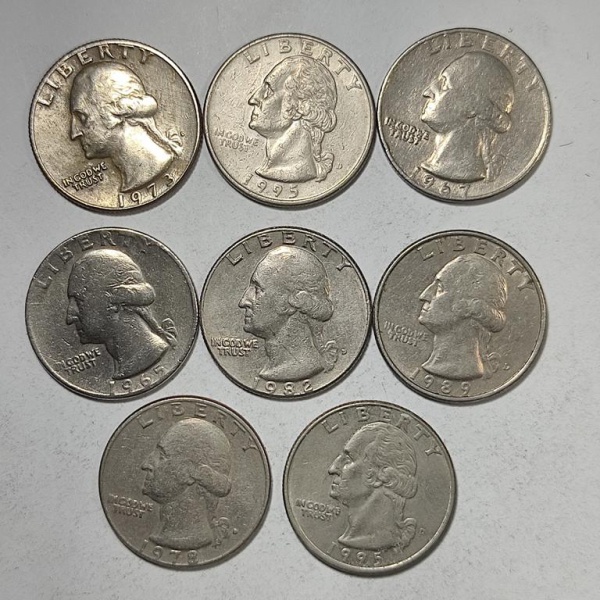 Arte . lote constando de oito moedas americanas de quarter dol foto 1