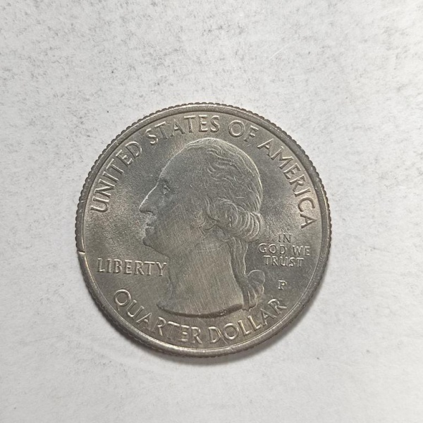 Arte . Moeda americana de 25 centavos de dólar datada de 2000, foto 3