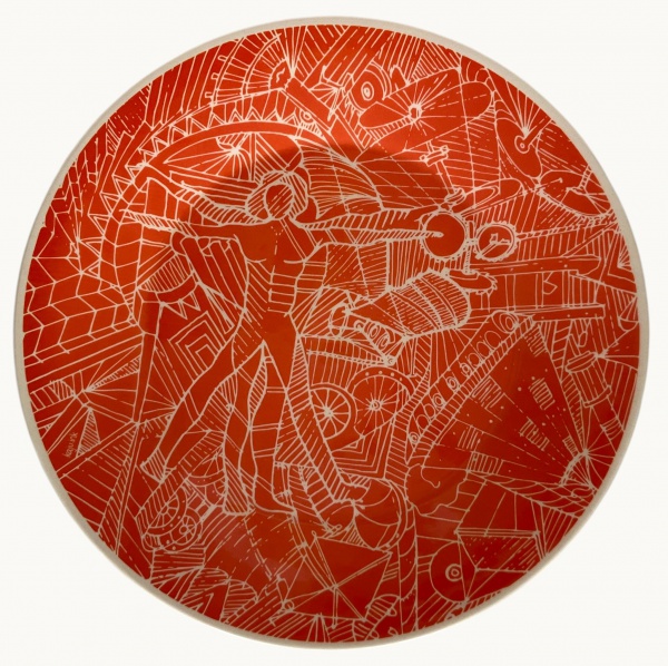 Arte . ARGENTINA - PRATO DE PAREDE DECORADO COM FIGURAS GEOMÉT foto 7