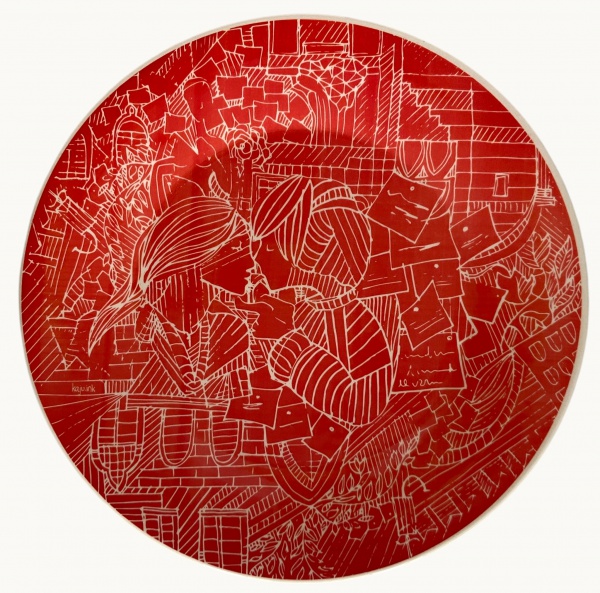 Arte . ARGENTINA - PRATO DE PAREDE DECORADO COM FIGURAS GEOMÉT foto 8