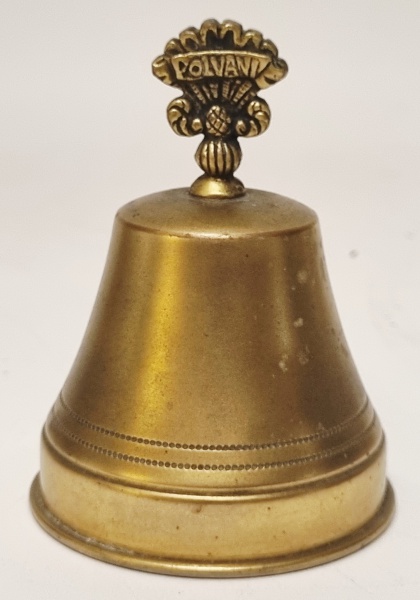 Arte . Sineta em metal amarelo. Altura: 10,5cm. foto 4