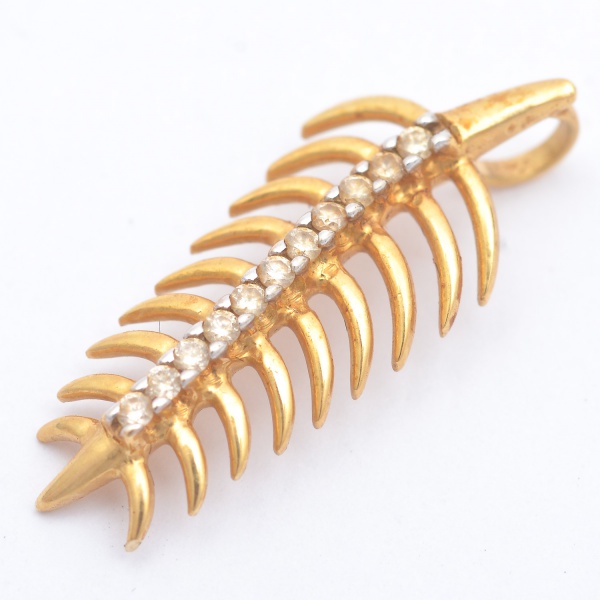 Arte . Broche em ouro amarelo, 14 K, aplicado com pedra, possi foto 5