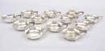 EBERLE - Conjunto de 12 antigas taças p/ sorvete estilo art deco, em metal espessurado a prata, diam. 9cm.