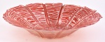 Grande fruteira estilo moderno, em vidro murano rosado c/ nuances branca, med. 34 x 8cm.