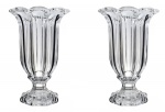 BOHEMIA - Par de grandes vasos c/ bases tchecos estilo art deco, em grosso cristal ecológico lapidados em gomos, med. 22 x 33cm.