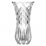 Vaso floreira estilo art deco, em cristal ecológico lapidado em gomos, alt. 23cm.