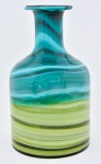 Vaso estilo art deco, em vidro murano verde e azul decorado c/ nuances bege, alt. 27cm.