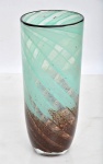 Vaso estilo art deco, em vidro murano verde com nuances marrom, alt. 30cm.