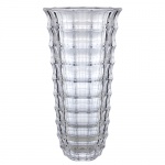 BOHEMIA - L'HERMITAGE - Grande vaso tcheco estilo art deco, em grosso cristal lapidado em alto e baixo relevo c/ madras, alt. 30cm.