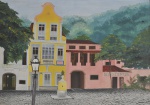 WILMA LACERDA - LARGO DO BOTICÁRIO - RIO DE JANEIRO - O.S.T., datado, assinado c.i.e, moldura KAMINAGAI, medindo 65 x 46 cm (MI) e 76 x 58 cm (ME).