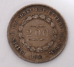 IMPÉRIO DO BRASIL. Moeda de 200 Réis, ano 1860 - Prata 917 - D. Pedro II - 2º tipo - Peso circa 2,5  g - Med.: 19,9 mm