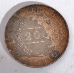 IMPÉRIO DO BRASIL. Moeda de 200 Réis, ano 1866 - Prata 917 - D. Pedro II - 2º tipo - Peso circa 2,5  g - Med.: 19,9 mm