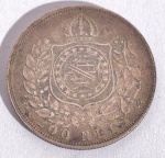 IMPÉRIO DO BRASIL. Moeda de 200 Réis, ano 1867 - Prata 917 - D. Pedro II - 3º tipo - Peso circa 2,5  g - Med.: 19 mm