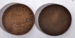 REINO DE PORTUGAL. (2) Moedas de Pataco (40 Réis), anos 181? e 1823 - Bronze - Med: 36,5 cm