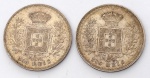 REINO DE PORTUGAL. (2) Moedas de 500 réis, ano 1891 - Prata - Carlos I - Peso: 12,5 g, Med: 30,5 mm