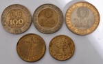 PORTUGAL (5) Moedas de escudos: 5 escudos, 10 escudos, (2) 100 Escudos e 200 Escudos. Anos 1988, 1991, 1992, 1997 e 1999