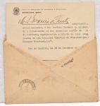 DOCUMENTO. Assinatura M. S. TEIXEIRA DE FREITAS sobre cartão do Instituto Brasileiro de Geografia e Estatística (IBGE) - Em 18 de dezembro de 1940 - Em envelope original