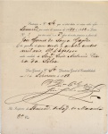 DOCUMENTO. José Gomes de Souza Gayoso - Letra de Cobrança de 18/2/1882, recebida pelo Senºr Luís Antonio Vieira da Silva