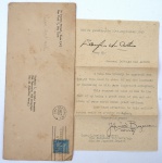 DOCUMENTO. General DOUGLAS MAC ARTHUR, carta ao Capitão J. Acrísio Bezerra, assinada à tinta, no envelope original 10/9/1952
