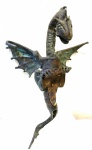 Escultura/Fonte em bronze patinado representando figura de dragão. Med. 66 cm.